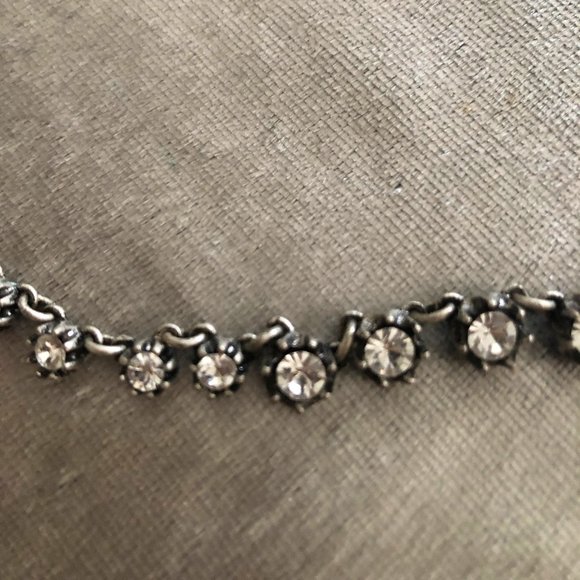 Black Ribbon & Rhinestone Necklace - Picture 2 of 7